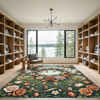 Elegant Floral Wreath with Ribbon Rug