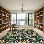 Vintage Honeysuckle Floral Dark Botanical Rug
