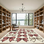 Elegant Dusty Rose Ribbon Bow Collection Rug