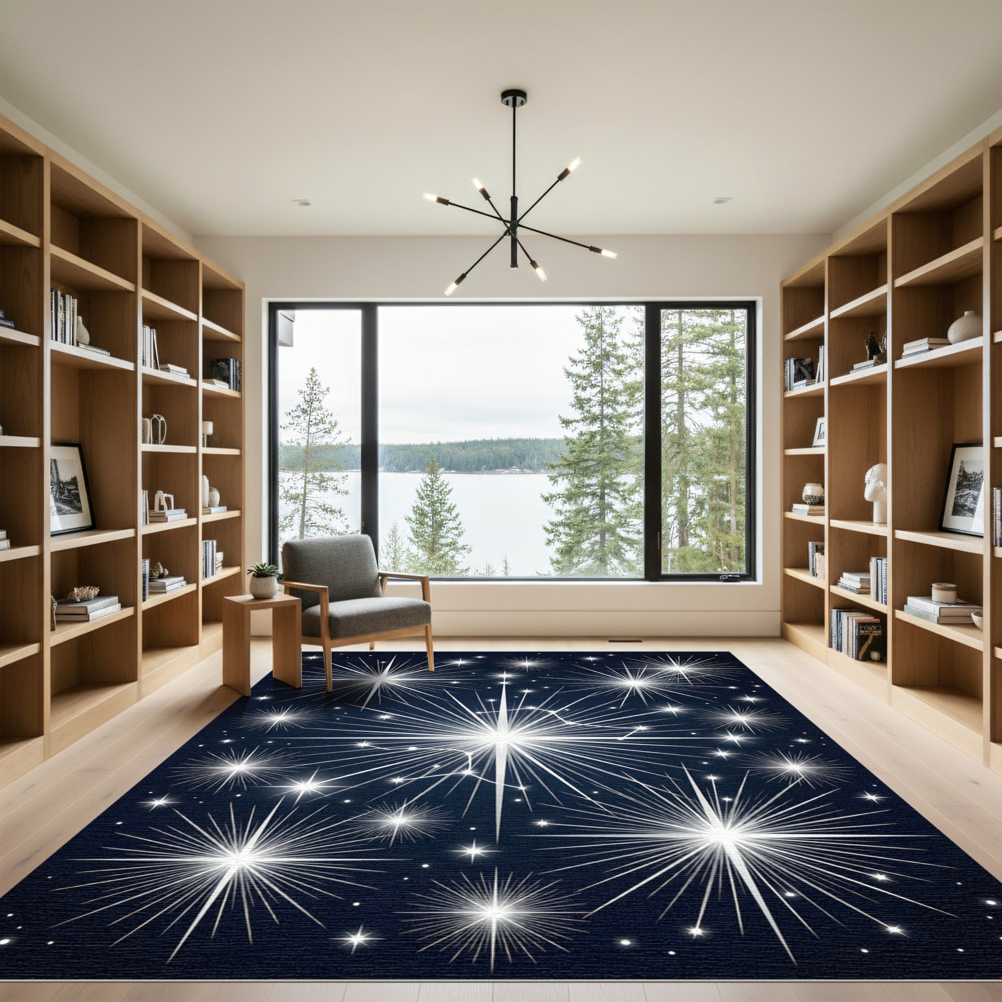 Celestial Midnight Navy Starry Night Rug
