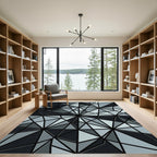 Monochrome Geometric Angular Abstract Facet Rug