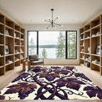 Elegant Purple Grapevine Botanical Illustration Rug
