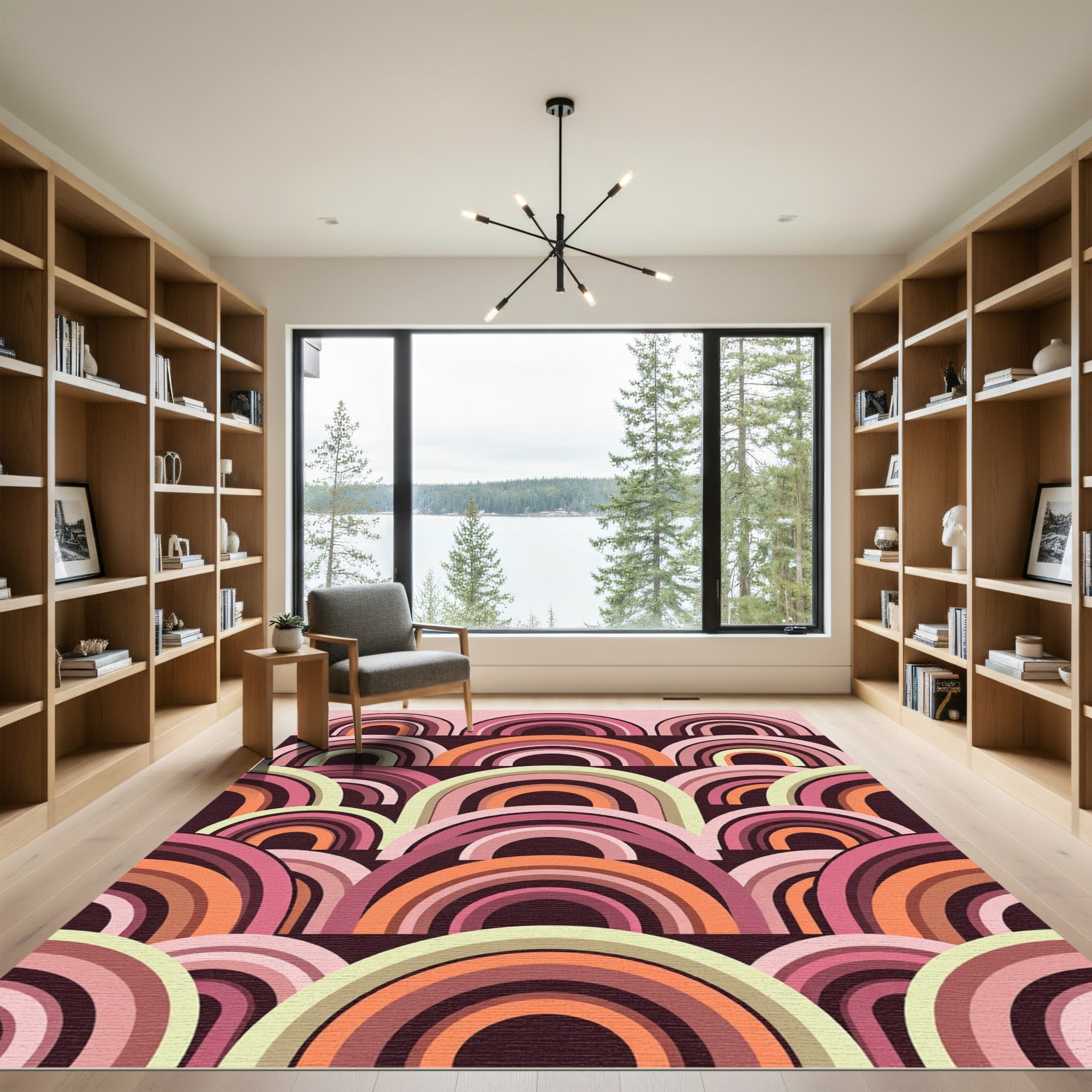 Retro Arches Pink Orange Composition Rug
