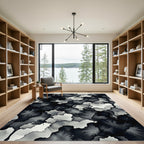 Monochrome Abstract Ink Wash Flow Rug