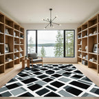 Monochrome Geometric Cubist Block Perspective Rug