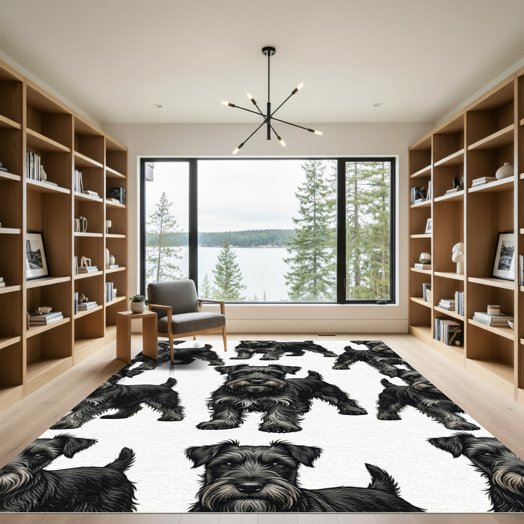 Black Schnauzer Dog Repeats Rug