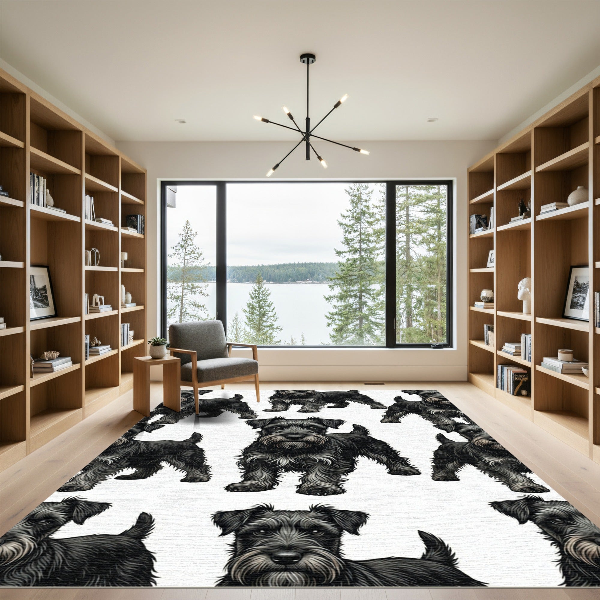 Black Schnauzer Dog Repeats Rug
