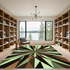 Geometric Sage Olive Abstract Starburst Rug