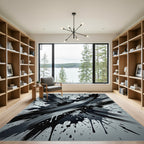 Monochromatic Abstract Black Ink Splash Rug
