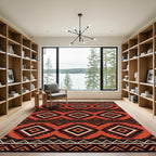 Bold Terracotta Aztec Geometric Diamond Rug