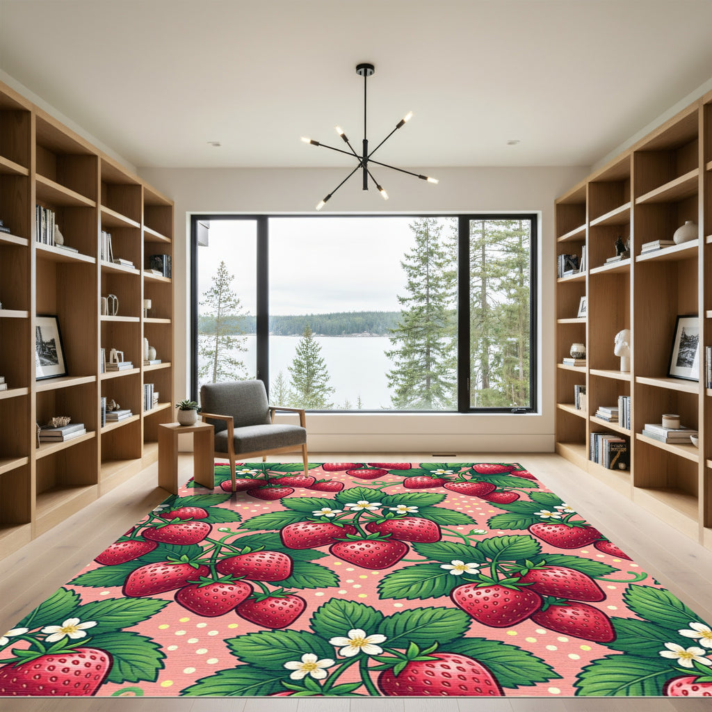 Pink Polka Dot Strawberry Garden Rug