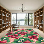 Pink Polka Dot Strawberry Garden Rug