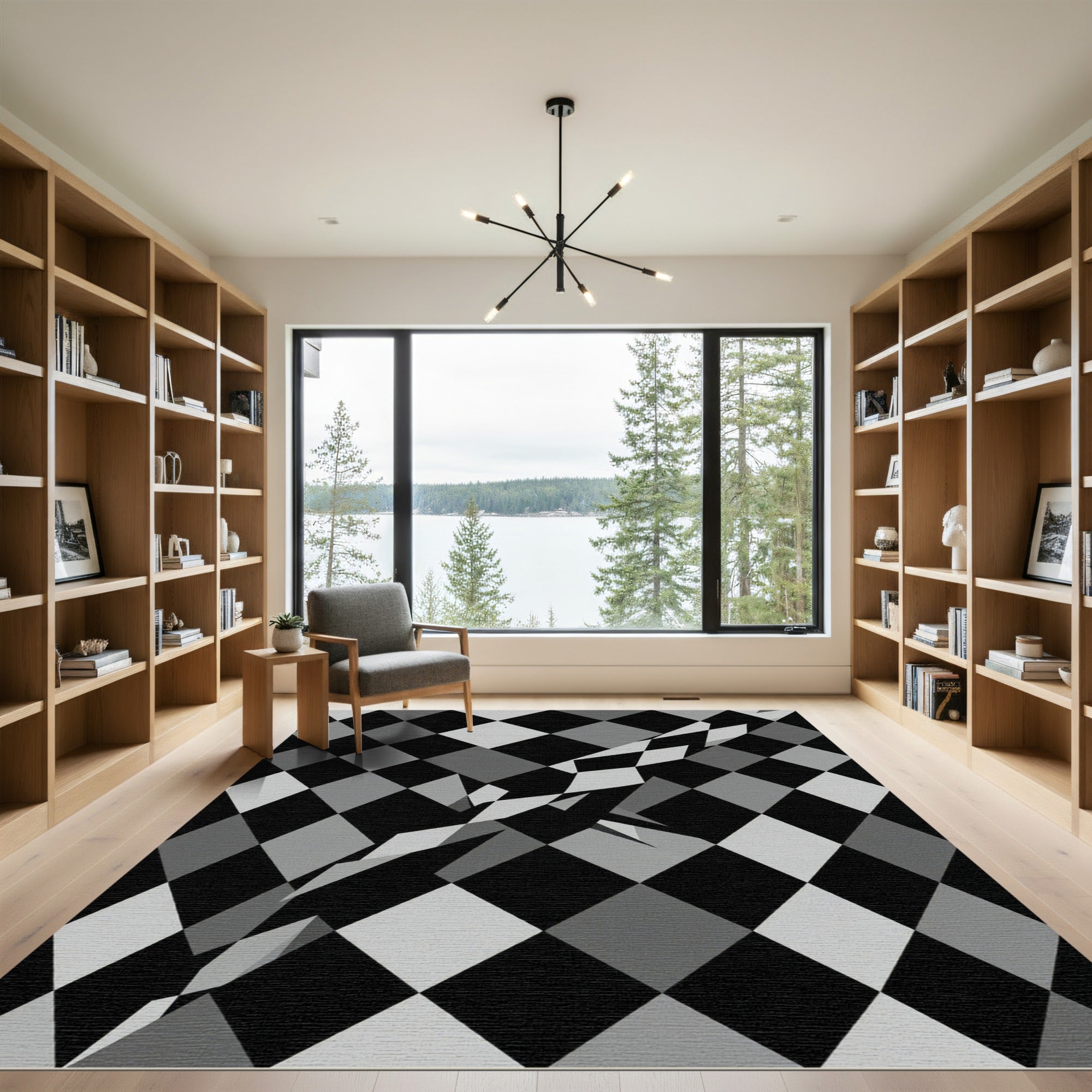 Monochromatic Diamond Warp Rug