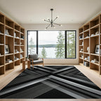 Monochrome Geometric Abstract Intersecting Lines Rug