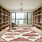 Whimsical Dusty Pink Cloud Sky Rug