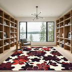 Crimson Cherry Blossom Branch Arrangement Rug
