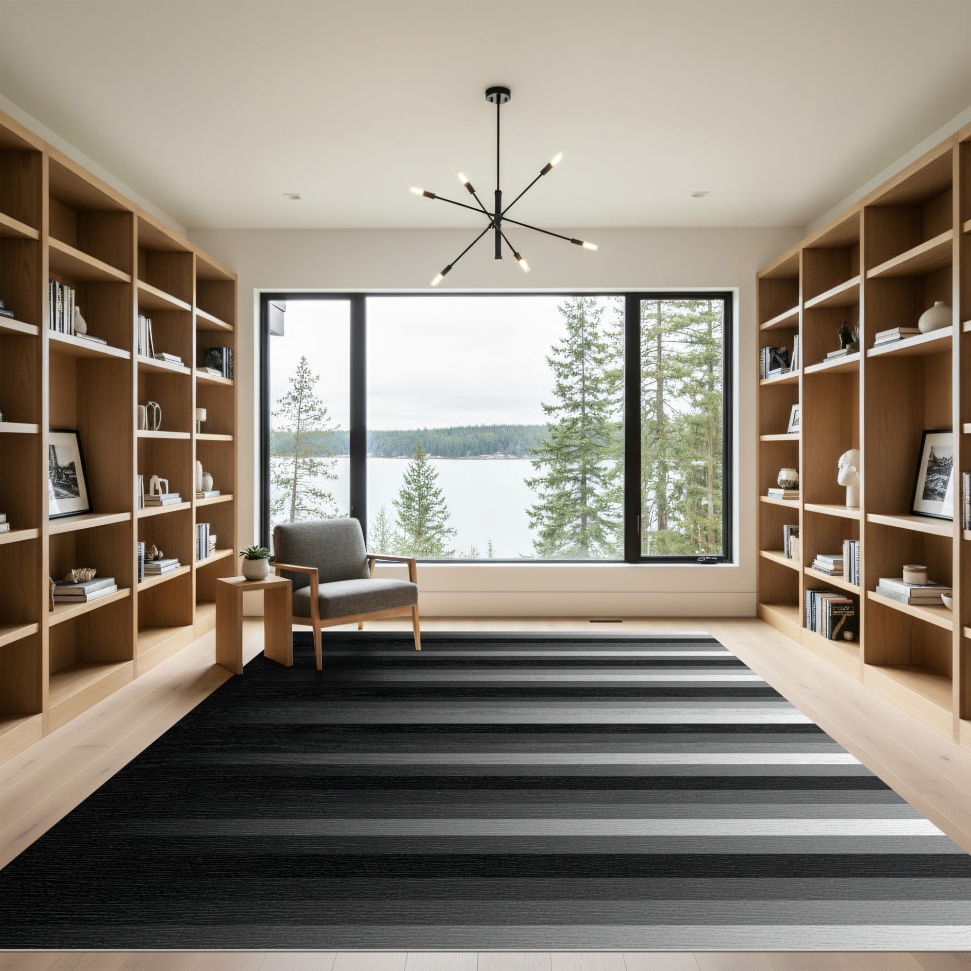 Monochromatic Horizontal Stripe Gradient Rug