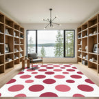 Crimson Pink Polka Dot Composition Rug