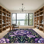 Cosmic Purple Galaxy Carnation Floral Rug