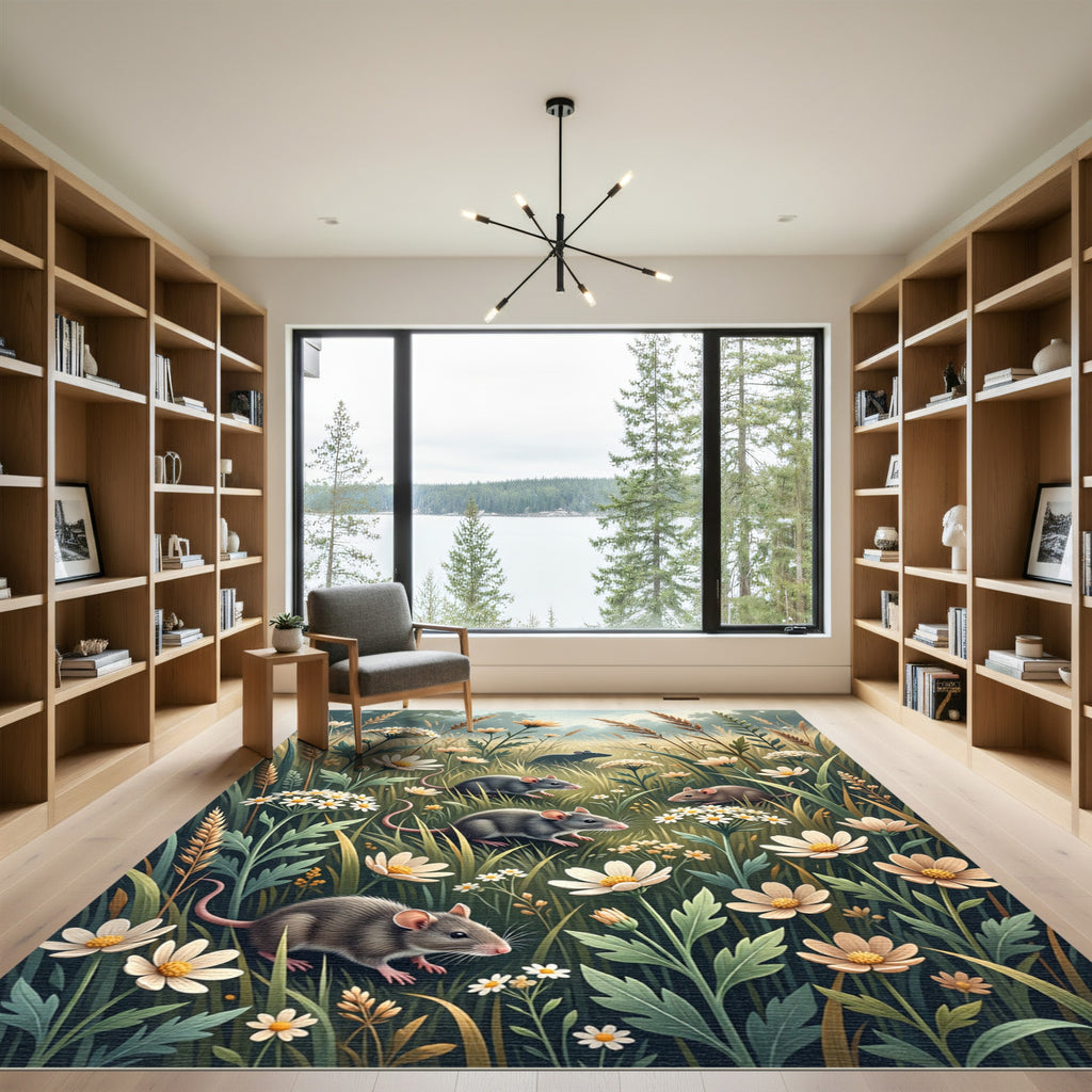 Whimsical Woodland Mice with Wildflower Meadows Rug