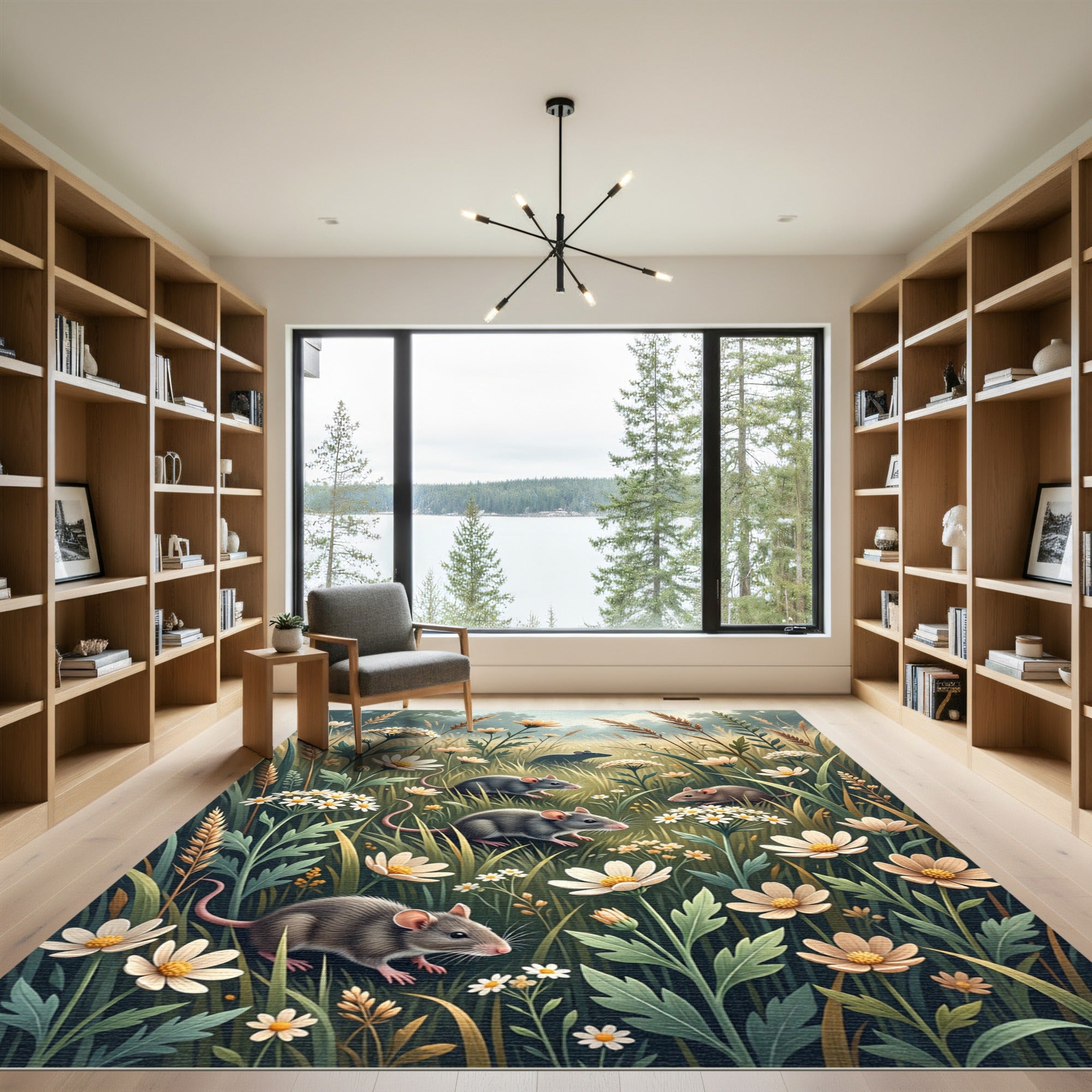 Whimsical Woodland Mice with Wildflower Meadows Rug