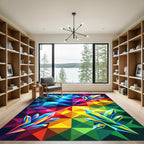 Geometric Crystal Facet Rainbow Art Rug