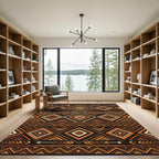 Earthy Geometric Diamond Tribal Copper Rug