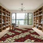 Red Gold Woven Basketweave Texture Rug