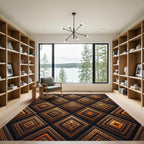 Golden Geometric Tribal Earth Tone Diamond Rug