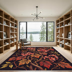 Autumn Blossom Floral Vine Noir Rug