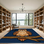 Brown Tawny Owl Perching Branch Design Rug