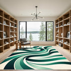 Emerald Swirl Ribbon Composition Rug