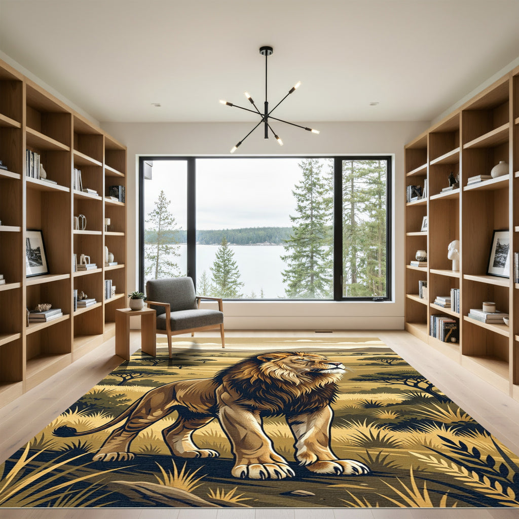 Majestic Lion Savannah Wildlife Rug