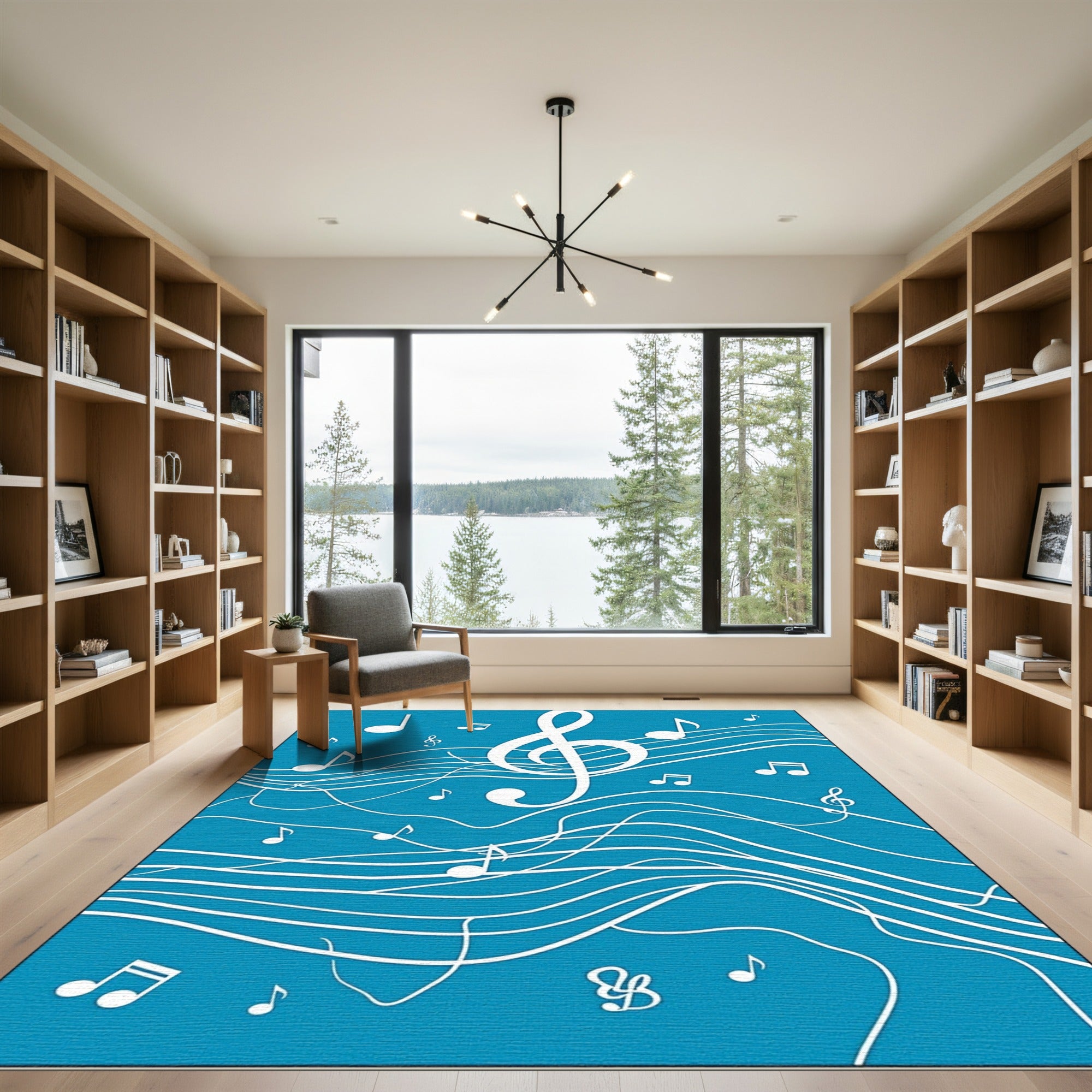 Blue Abstract Musical Notes Rug