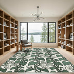 Botanical Sage Green Morning Glory Vine Rug