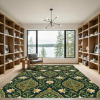 Rich Emerald Green Floral Medallion Rug