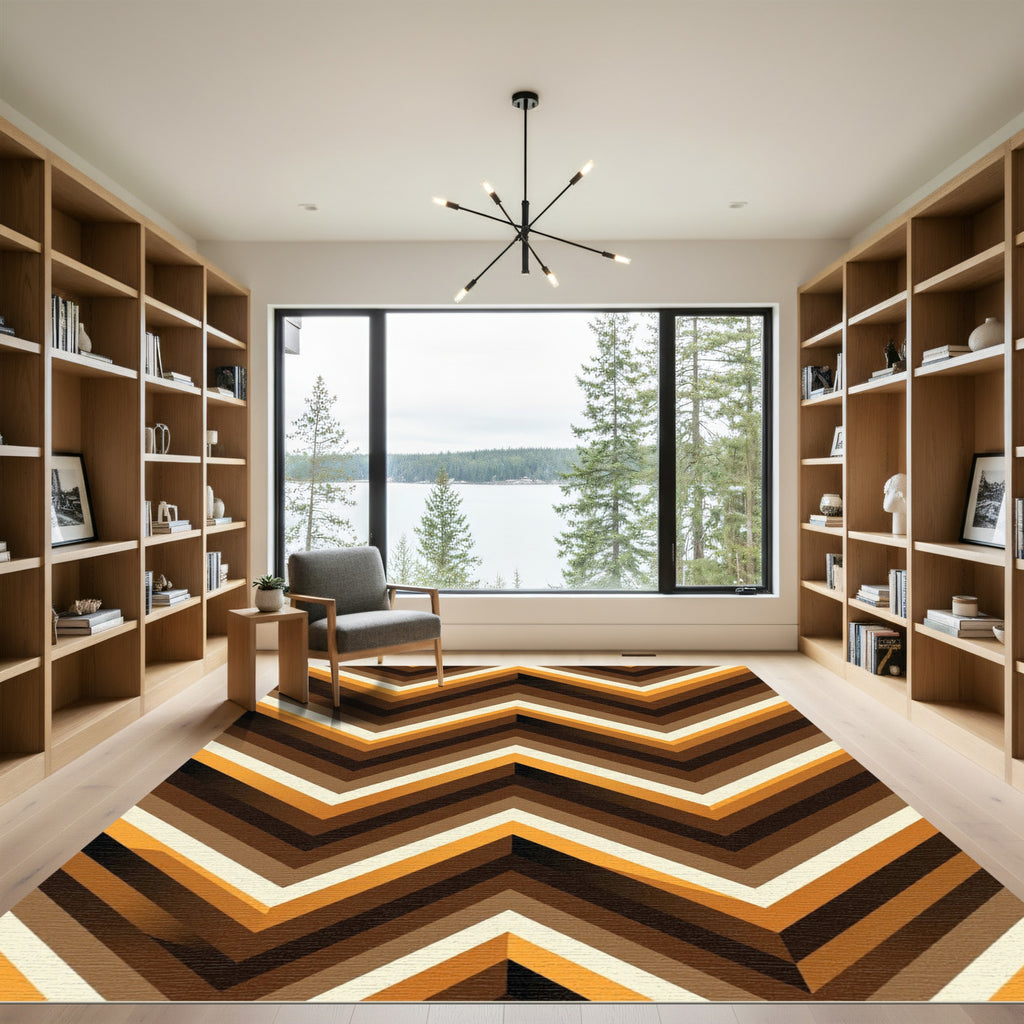 Earthy Toned Chevron Zigzag Stripes Rug