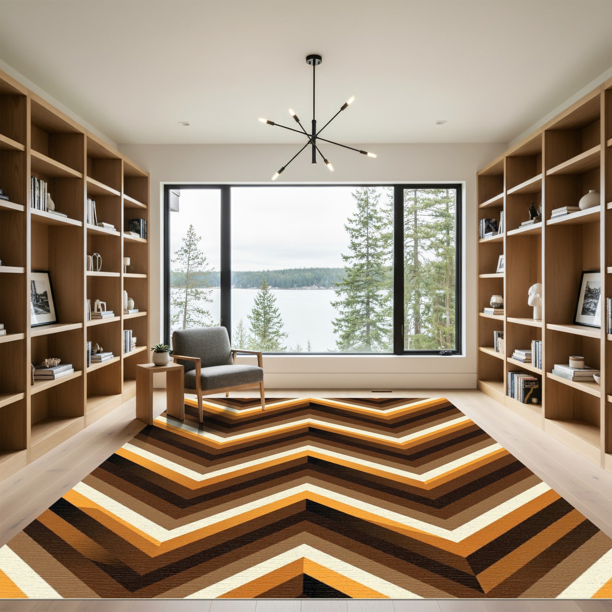 Earthy Toned Chevron Zigzag Stripes Rug