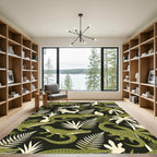 Lush Green Tropical Crocodile Foliage Rug