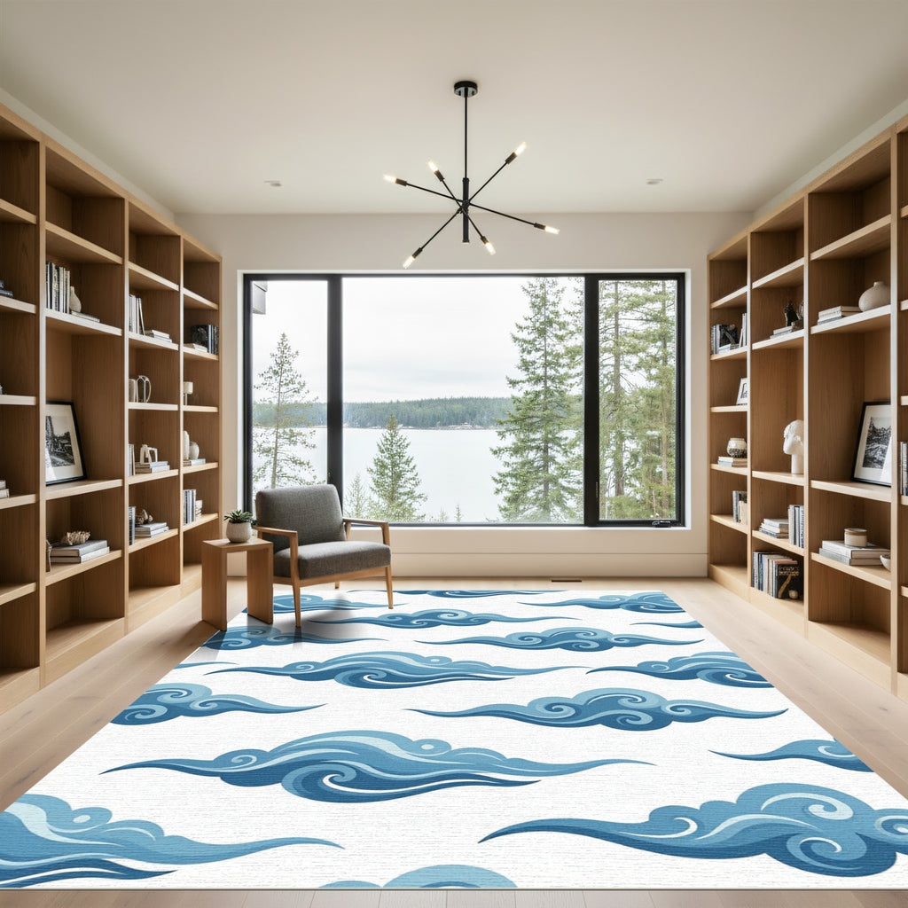 Azure Traditional Cloud Swirl Rug
