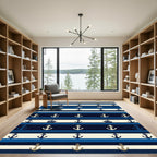 Nautical Striped Anchors Sailboats Navy Blue Rug