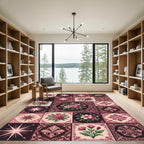 Vintage Floral Starburst Tile Collage Rug