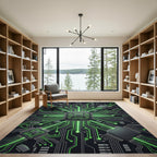 Neon Circuit Board Cyber Tech Glow Rug