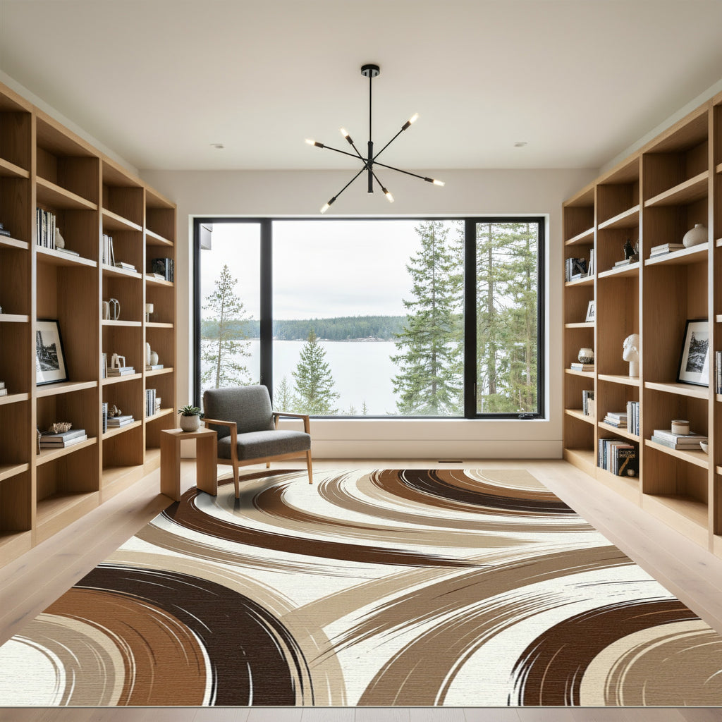 Earthy Tones Abstract Swirl Rug