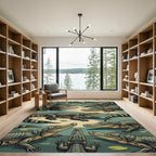 Reptilian Swamp Green Alligator Assemblage Rug