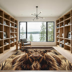 Majestic Highland Cow Portrait Earthy Tones Rug