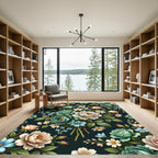 Vintage Botanical Rose Bouquet Arrangement Rug