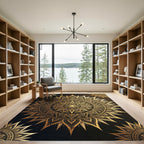 Opulent Gold Radiant Mandala Medallion Rug