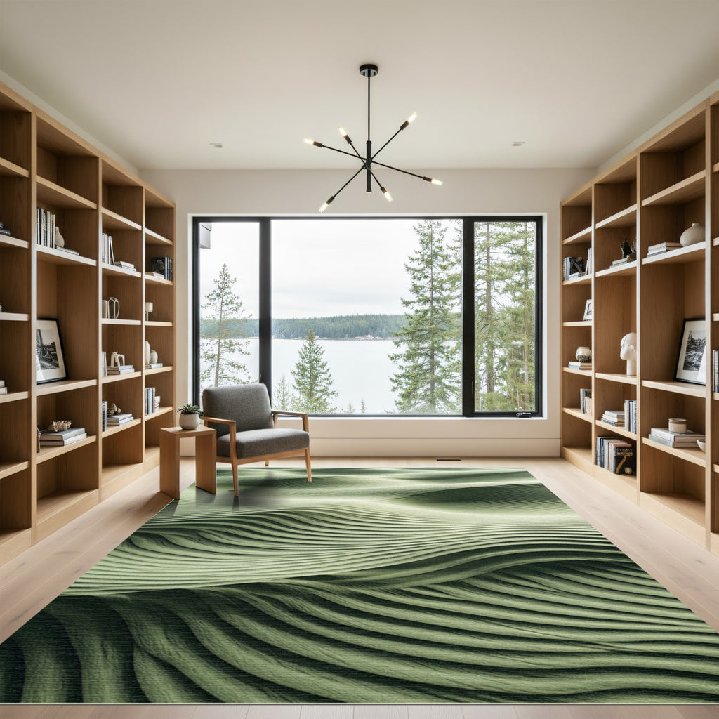 Sage Green Rippled Sand Dunes Rug