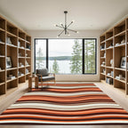 Earthy Terracotta Wavy Abstract Stripe Rug
